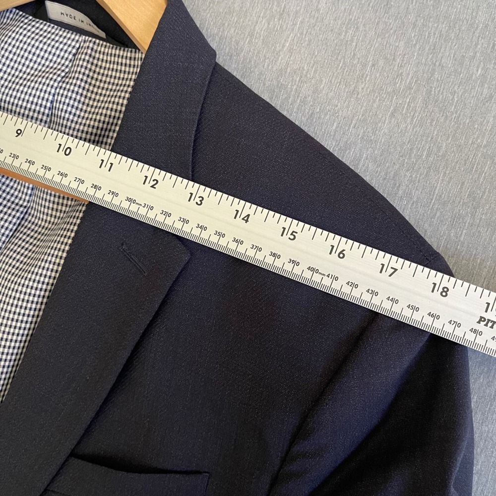 Banana Republic Blazer Mens Wool 42R Navy Blue Modern Slim Fit Italian Fabric - Picture 10 of 12